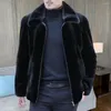 남성 재킷 스트리트웨어 가짜 모피 편안한 옷깃 코트 학교 남성 외부 웨터