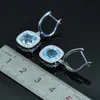 Brincos Dangle Feminino Blue Sky Topaz Blue Topázio Drop Cushion 925 Sterling Prata Gemstone Fine elegante Classic Jewelry Gift Chandel