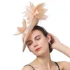 BERETS Fashion Womens Sinamay Fascinator Femme Cocktail Party Big Hat Wedding Church Feather Flower Derby Chapeau Cap Hair Clip 230112