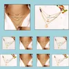 H￤nge halsband guldskiktade l￥nga sten charms halsband collier plastron sk￶nt set uttalande sl￤pp leverans smycken h￤ngen dh0tx