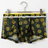 Underpants Boxer Shorts Men Elephant Nose Thin Ice Silk Mesh Floral Print Breathable Comfortable Men's Swim Trunk