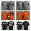 Maillots de baseball rétro 27 Mike Stanton Gris Orange Noir Taille S--6XL