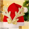 Kerstdecoraties pluche verwoesters hoed Red Santa Claus herten hoorn caps Xmas feest cosplay hoeden cartoon decor cap festival cadeau bh710 dhiup