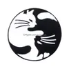 Broches Broches Drôle Mignon Noir Blanc Chaton Hing Rond Dessin Animé Câlin Chat Émail Broches Alliage Broche Pour Filles Denim Chemise Badge Je Dhspm