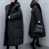 Parkas d'hiver pour femmes, mode coréenne, ample, section mi-longue, manteau au genou, veste en coton noir, épaisse, A823 230112