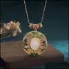 Pendanthalsband retro Guldplaterad kall emalj Jade inlaid med en S925 Sier -halsband Kvinnor Juvelrypendant Drop Delivery Jewelry Pen DHD37