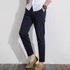 Men's Pants TFETTERS Brand Smart Casual Fashion Cotton Straight Ankle-Length Men Business Solid Color Work Office Clothing