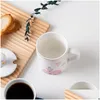 Mugs 400Ml Handpainted Balloon Castle Ceramic Coffee Mug With Lid Spoon Creative Tea Milk Couple Cup Novelty Gift For Friends Drop D Dhfq3