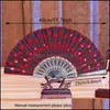 Party Favor Chinese Classical Dance Folding Fan Elegant Colorf Brodered Flower Peacock Patterns paljetter Kvinnlig plast handh￥llen fa otnuj