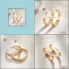 Hoop Huggie Minimalist Gold Metal Stor Circle Geometric Round C Shape Earrings For Women Girls Jewel Gifts Drop Delivery DHI4T