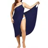 Casual Dresses 5XL Women Sexy Beach V-Neck Sling Dress 2023 Summer Towel Backless Swimwear Cover Up Wrap Robe Female Tropical