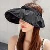 Breda randen hattar kvinnor skal hatt tom topp sol säker kvinnlig fast färg mode stor sol vacker skydd kepsar korea