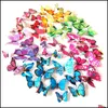 Wall Stickers Wholesale Qualified 12Pcs Decal Sticker Home Decorations 3D Butterfly Rainbow Pvc Wallpaper For Living Room Drop Deliv Otsxf