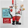 Juldekorationer gas 2022 Santa Claus Tree Decoration harts bensinskyltrum Dekor prydnader Pendant Drop Delivery Home Garde Dhikr