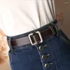 Belts PU Leather Girdle Women's Korean Fashion Student Jeans Belt Retro Square Metal Button Perforated Free Skirt Decorative Tape