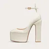 Dress Shoes Women's Sexy Platform Pumps Round Toe Chunky Block High Heels Patent Leather Ankle Buckle Strap Party Wedding