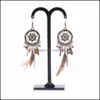 Dangle Lustre Rétro Dreamcatcher En Forme De Plume Pendentif Boucles D'oreilles Rondes Pour Femmes Style Ethnique Orecchini Etnici Drop Delivery Je Ot1Wp