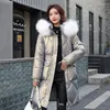 Trench-Coats Femme FairyNatural Hiver Femme Fourrure À Capuche Épais Chaud Brillant Surface Longue Parka Femmes Poches Minces Taille Haute Couleur Unie