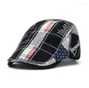 Berets Brand JAMONT Adjustable Casual Peaked Cap Irregular Embroidery Beret Plaid Stitching All-match Hat