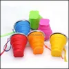 Muggar Nya f￤llbara vattenkoppar utomhus resor Sile Inf￤llbar tumblerfeleskop Collapsible Cup 200 ml Drop Delivery Home Garden Kitc OtSL9