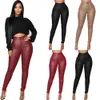 Women's Pants s Winter Skinny High Waist Straight Leg Sexy Tight Pencil Women Pu Leather Button Zippers Slim Party Club 230111