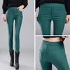 Women's Pants Woman Autumn Winter Pantalones Pencil Elastic Mid Waist Thick Warm Trouser Skinny Streetwear 230112