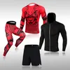 Chándales para hombre, conjunto de correr para hombre, mallas de gimnasio, ropa interior térmica, camiseta de compresión, chaqueta con capucha MMA para Fitness, chándal de secado rápido