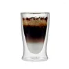 Şarap bardakları 2pcs seti 6unce 2 katlı yalıtımlı cam kahve içecek espresso latte çayı için bardak 180ml