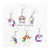 Keychains Lanyards 16 Styles Cartoon Keychain Pvc Soft Rubber Doll Pendant Rainbow Horse Handicraft Accessories Keyring Drop Deliv Dhsam