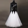 Vêtements de scène robes de danse modernes pour dame noir blanc couleur dentelle jupe vêtements femme valse/tango/salle de bal robe mode DQ11023