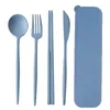 Dinnerware Sets 4PCS/Set Cutlery Spoon Fork Chopsticks With Box Students Portable Tableware Travel Lunch Accessories