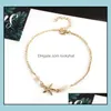 Enklets punk enkel armbanden meisjes vrouwen goud sier tonus zeester parel anklet ketting voet ketens yoga dansend drop levering sieraden dhwsx