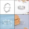 Band Rings 925 Sterling Sier Hollow Braided Ring Female Simple Design Small Fresh Glossy Cross 8 Word Jewelry Wholesale Drop Delivery Otucf