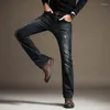 Men's Pants Men's Slim Jeans Ripped Business Denim Casual Mid-waist Stretch Four Seasons Black Bell