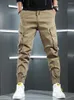 Männer Hosen Schwarz Herbst Cargo Männer Street Hip Hop Herren Stretch Kordelzug Jogger Hosen Mann Baumwolle Große Taschen Casual