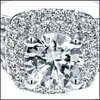 حلقات الكتلة 14K خاتم الماس الذهب الأبيض للنساء المربع أنيلوس بيزوتيريا الزفاف Bague Diamant Gemstone Jewelry Girls 820 Q2 Dro Dhxbw