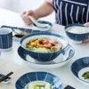 Bowls Japanese Dinnerware Blue And White Porcelain Dinner Plate Pasta Soup Bowl Ramen Noodle Sushi Tray Dishes