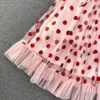 Robe de gaze super fée-fée française Paille de fraise en V Vilat de mode à col