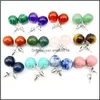Stud Mix Round Ball Beads Pendientes de piedra natural para mujer Elegante joyería de moda Drop Delivery Dhefb