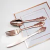 Dinnerware Sets Steak Knife Fork And Spoon Retro Exquisite Gold-Plated Disposable Plastic Tableware Western Three-Piece -Grade