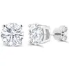 Grote Steen Vier klauwen 5-9mm Ronde Gesimuleerde Diamanten Oorbellen voor Vrouwen Mannen vrouwelijke Echte 925 zilveren Oorknopjes Sieraden