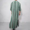 Ethnic Clothing Muslim Striped Men Jubba Thobe Saudi Arabia Pakistan Islamic Robe Eid Ramadan Dubai Musulmane Loose Casual Kaftans