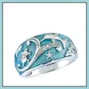 Ringas de banda Casamento Blue Dolphin Turtle Ring Engagement Party Party Gift Drop Drop Delivery Jóias OTCTF