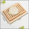 Soap Dishes With Tray Wooden Natural Bamboo Box Rack Plate Portable Holder Bathroom Accessories Drop Delivery Home Garden Bath Dhcsj