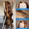 HD Body Wave Highlight Spets Front Human Hair Wigs For Women Spets Frontal Wig Pre Plucked Honey Blonde färgade syntetiska peruker