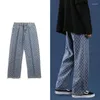 Мужские штаны Американский ретро жаккардовый джинсы Мужчины и женщины четыре сезона - тонкие красивые брюки Прямой джинсовый стиль