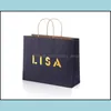 Packing Bags 100 Pcs Kraft Paper Retail Shop Merchandise Party Gift 12X4X10 With Rope Handles Drop Delivery Office School Business I Oteua