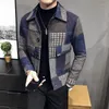 Men's Wool Men Woolen Coat Autumn Stylish Thick Warm Suit Jacket With Plaid Stitching Mens Tweed Prom Blazers For