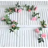 Dekorativa blommor 200 cm konstgjorda rosen vinrankor falska rosor blommor vinsty murgröna bröllop fest dekoration hem trädgård dekor