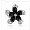 Pins Brooches Retro Style Black Big Crystal Brooch Colored Flower Women Pins Rhinestone Drop Delivery Jewelry Dh39Y